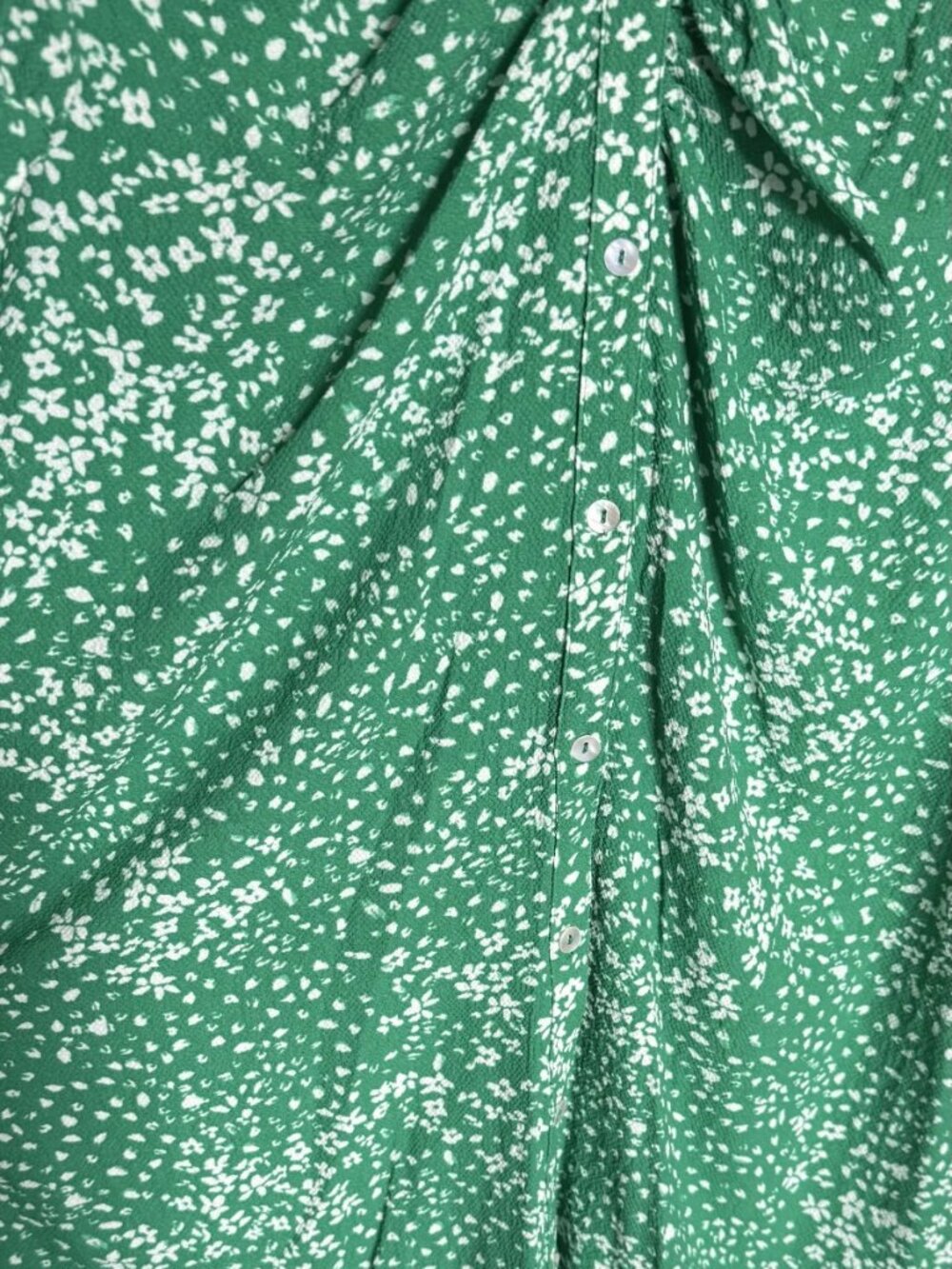 DKNY Women's Floral Print Ruched Front 3/4 Sleeve Green Midi Dress Size 8 NWT - Picture 7 of 15